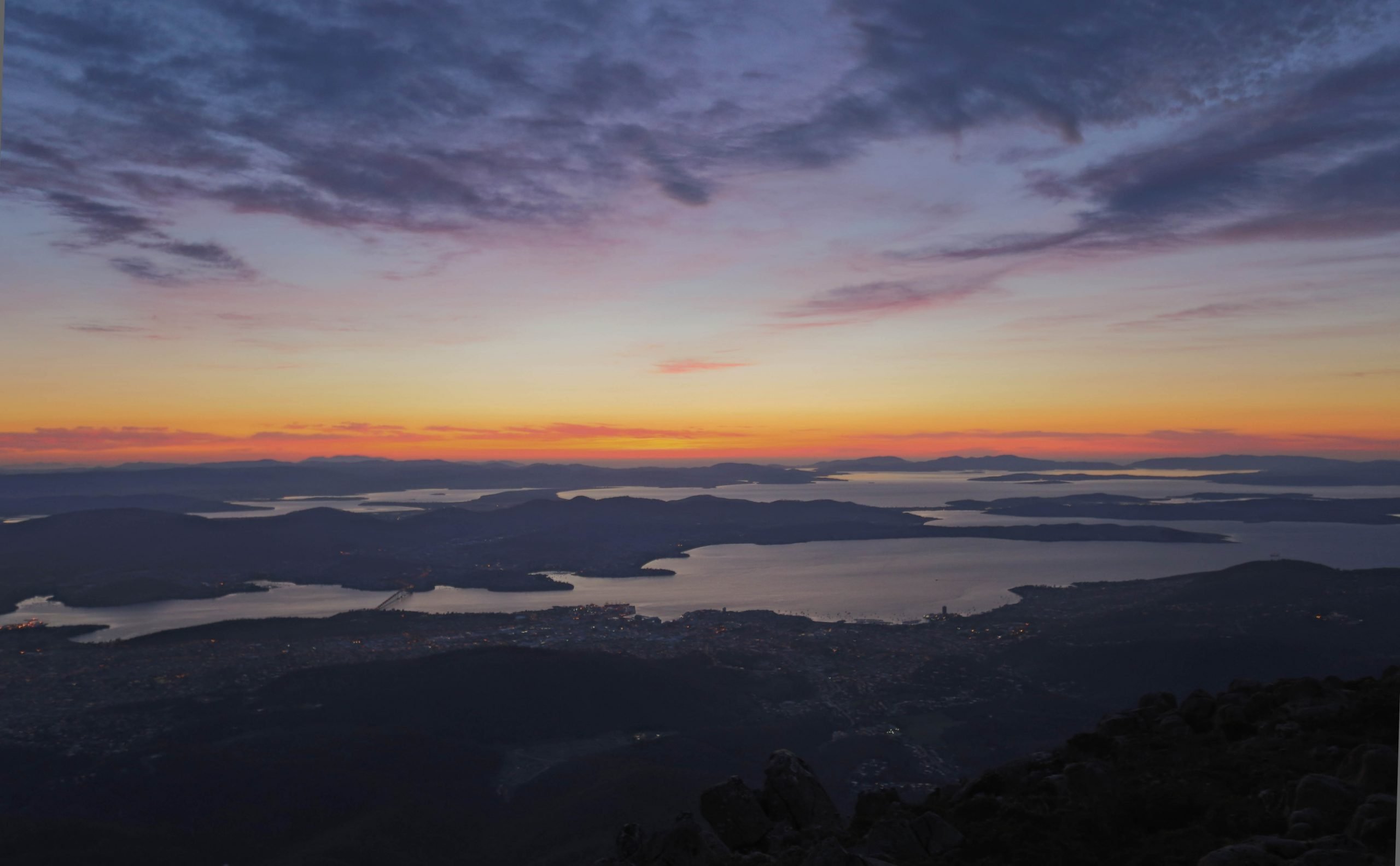 Dawning of a new day over Hobart city